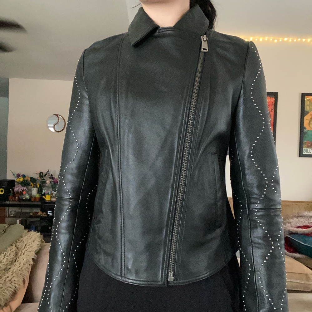 Wilson's Leather black jacket with studded silver details size small